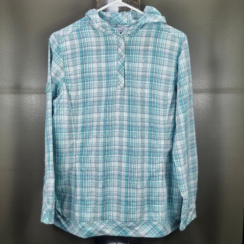 NWT Gander Mountain Sun Protection Lightweight Plaid Hoodie Size Small - UPF50